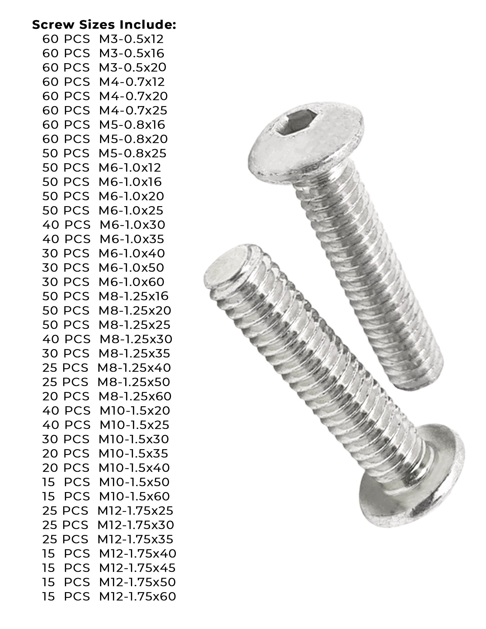 Metric Stainless A4-70 Button Socket Head Cap Screws  - 1521 PCS