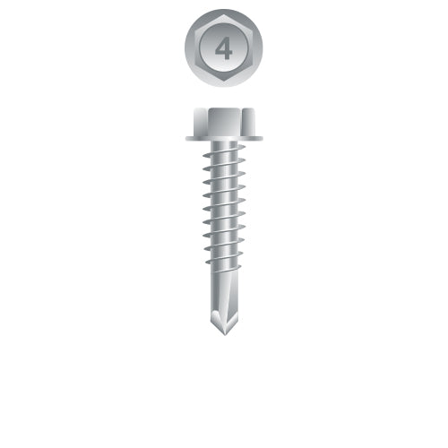 #14 Strong-Point Hex Washer Head 14-14 x 4, 410 Stainless Steel