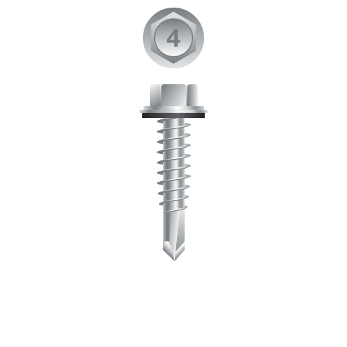 #14 Strong-Point Hex Washer Head w/Washer 14-14 x 2, 410 Stainless Steel