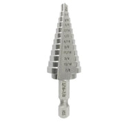 #3 High Speed Steel Quick Change Hex Shank Step Drill Bit, (1/4" - 3/4" by 1/16")