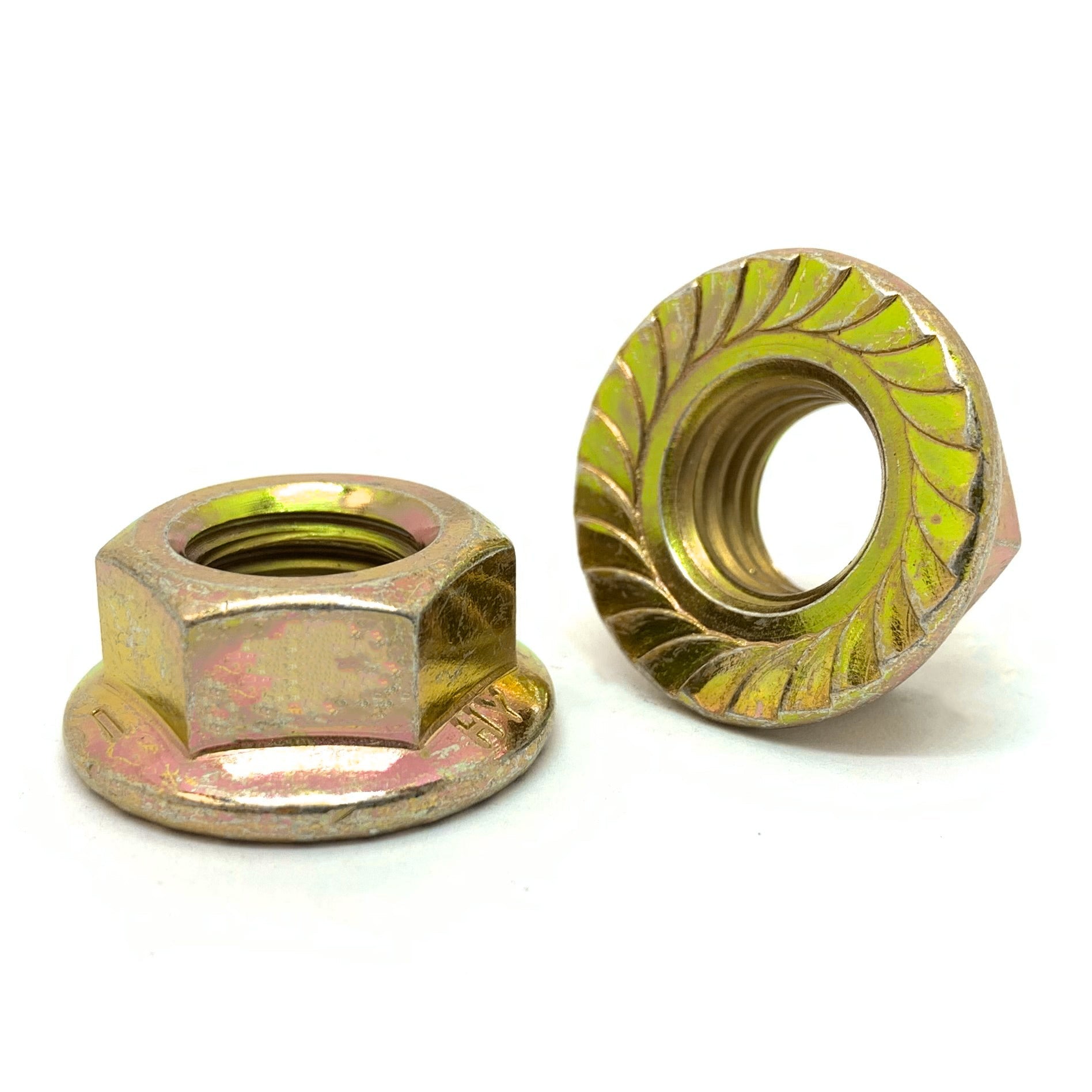 3/4"-10 Grade 8 Serrated Hex Flange Lock Nuts Zinc Yellow
