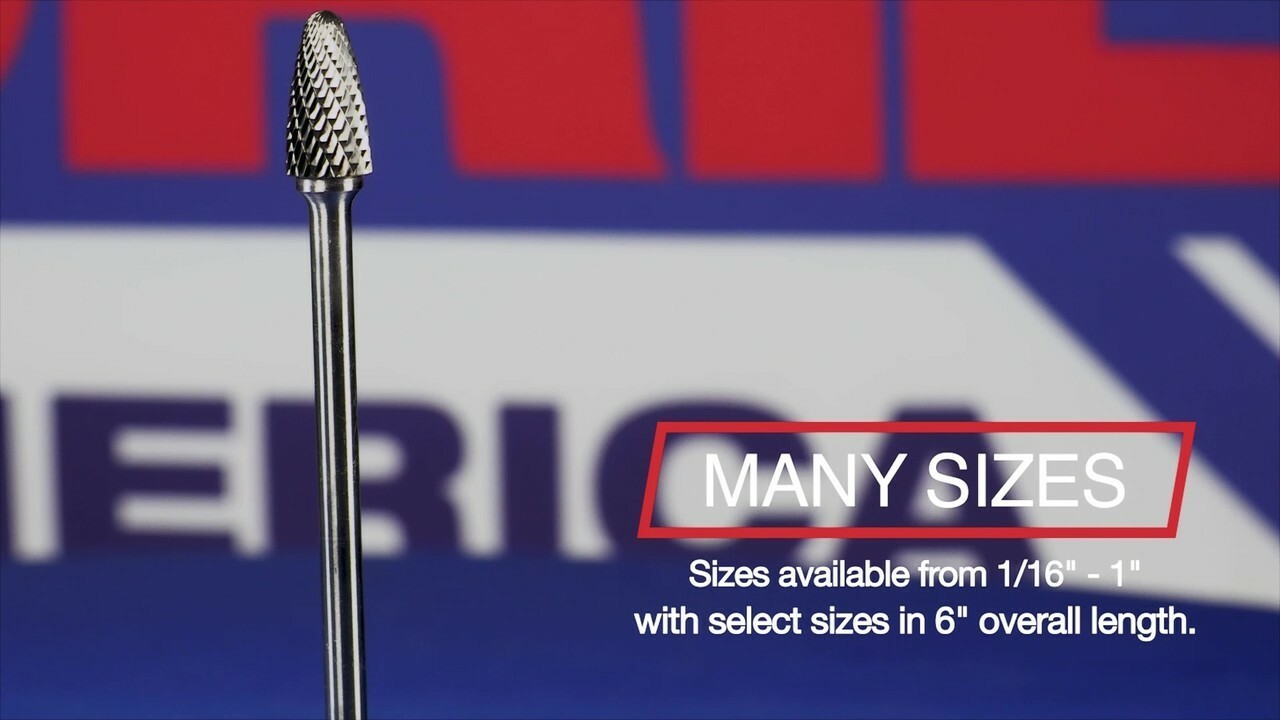 SL-41 1/8" X 3/8" Cone 14 Taper Carbide Bur 1/8" Shank