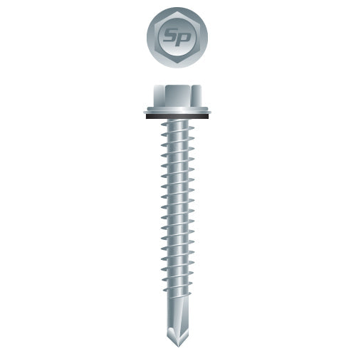 #14 Strong-Point Hex Washer Head w/Washer 14-14 x 1-1/4, Zinc