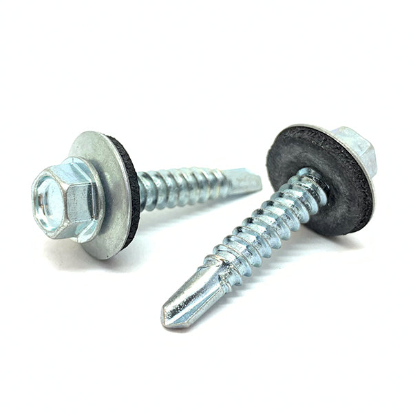 1/4"-14x1" 410 Stainless Steel Unslotted Hex Washer Head #3 Point Self Drilling Screws w/ Bonded Washers