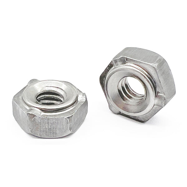 1/4"-20 18-8 Stainless Steel 3 Prong Hex Weld Nuts