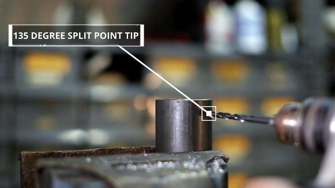 1/2" HSS Black & Gold KFD Split Point Mechanics Length Drill Bit with 3-Flat Shank