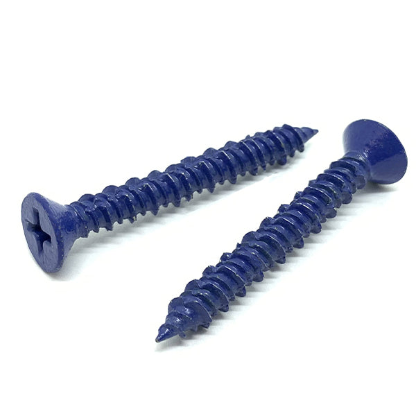 3/16x3-1/4" Phillips Flat Head Concrete Screws Piercing Point Blue Finish