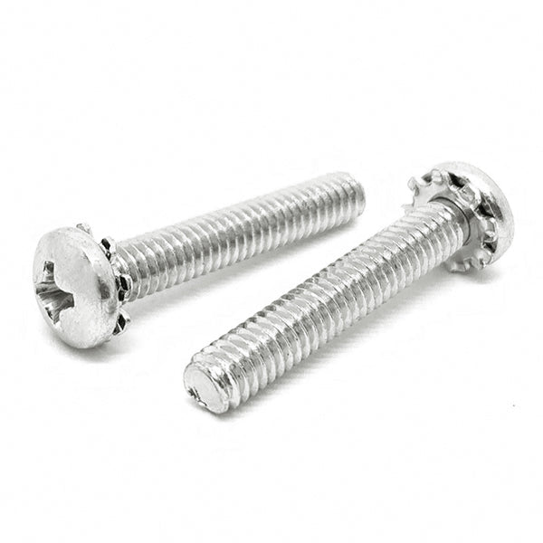 #6-32x1-1/4" 410 Stainless Steel External Tooth Sems Phillips Pan Head Machine Screws