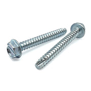 #10-16x1" Slotted Indent Hex Washer Head Type BT Thread Cutting Screws Zinc Clear
