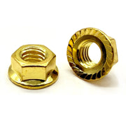 3/8"-16 Brass Serrated Hex Flange Lockut
