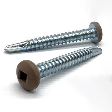 #8x1/2" Pan Head Square Drive #2 Point Self-Drilling TEKS Screw Tan Painted Head Zinc
