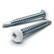 #10x1" Pan Head Square Drive #3 Point Self-Drilling TEKS Screw White Painted Head Zinc