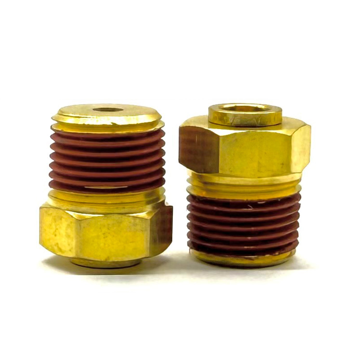 3/8" Tube to 1/8" NPT Straight Male Pipe Connector, Brass D.O.T. Push to Connect Air Brake Fitting with Red Acrylic Thread Sealant