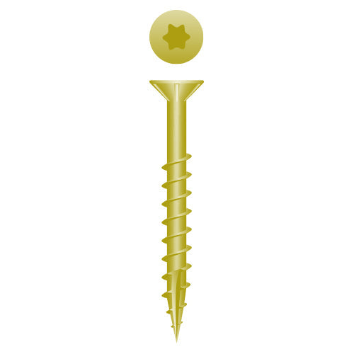 #8 Strong-Point Flat Head w/Nibs 8 x 2, T-20, Coarse, Type '17', Zinc Yellow