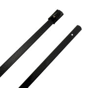10" 150lb 316 Stainless Steel Zip Cable Tie Black Polyester Coated