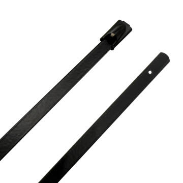 5.8" 300lb 316 Stainless Steel Zip Cable Tie Black Polyester Coated